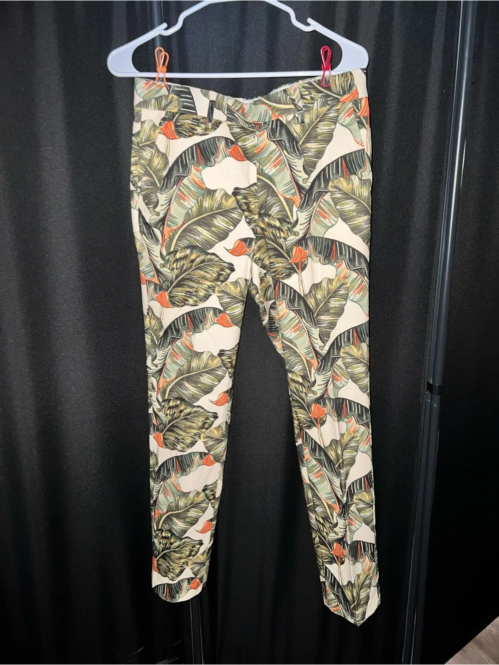 ASOS Men's Tropical Leaf Print Pants - Cream, Green & Orange
